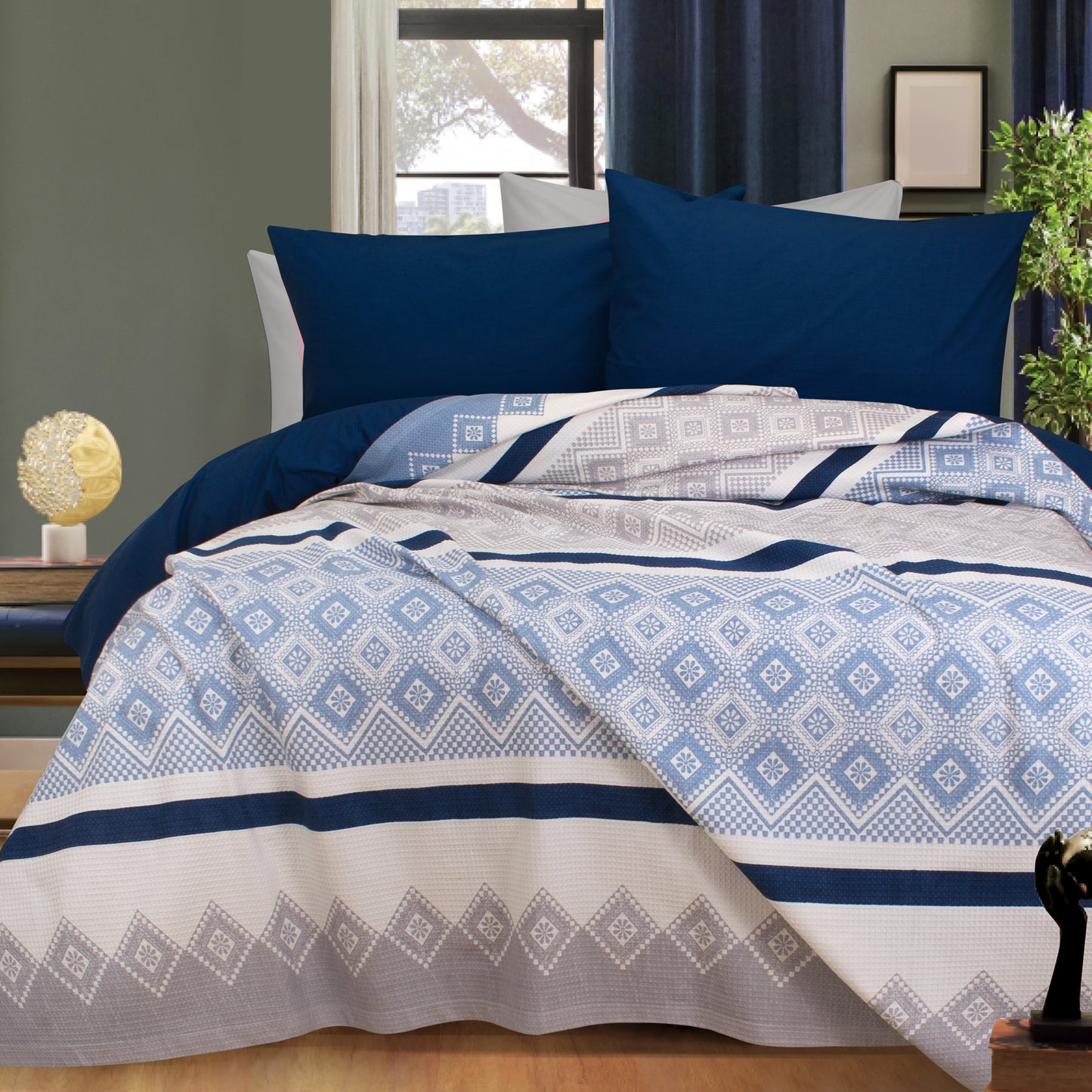 Printed Jacquard Cotton Coverlet